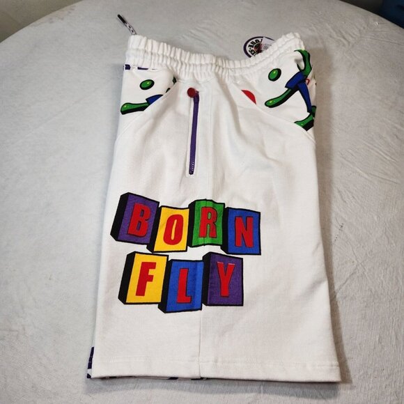 Born Fly Mens Size XL Fly Show Fleece Short Cotton White NWT --15 - Picture 4 of 11